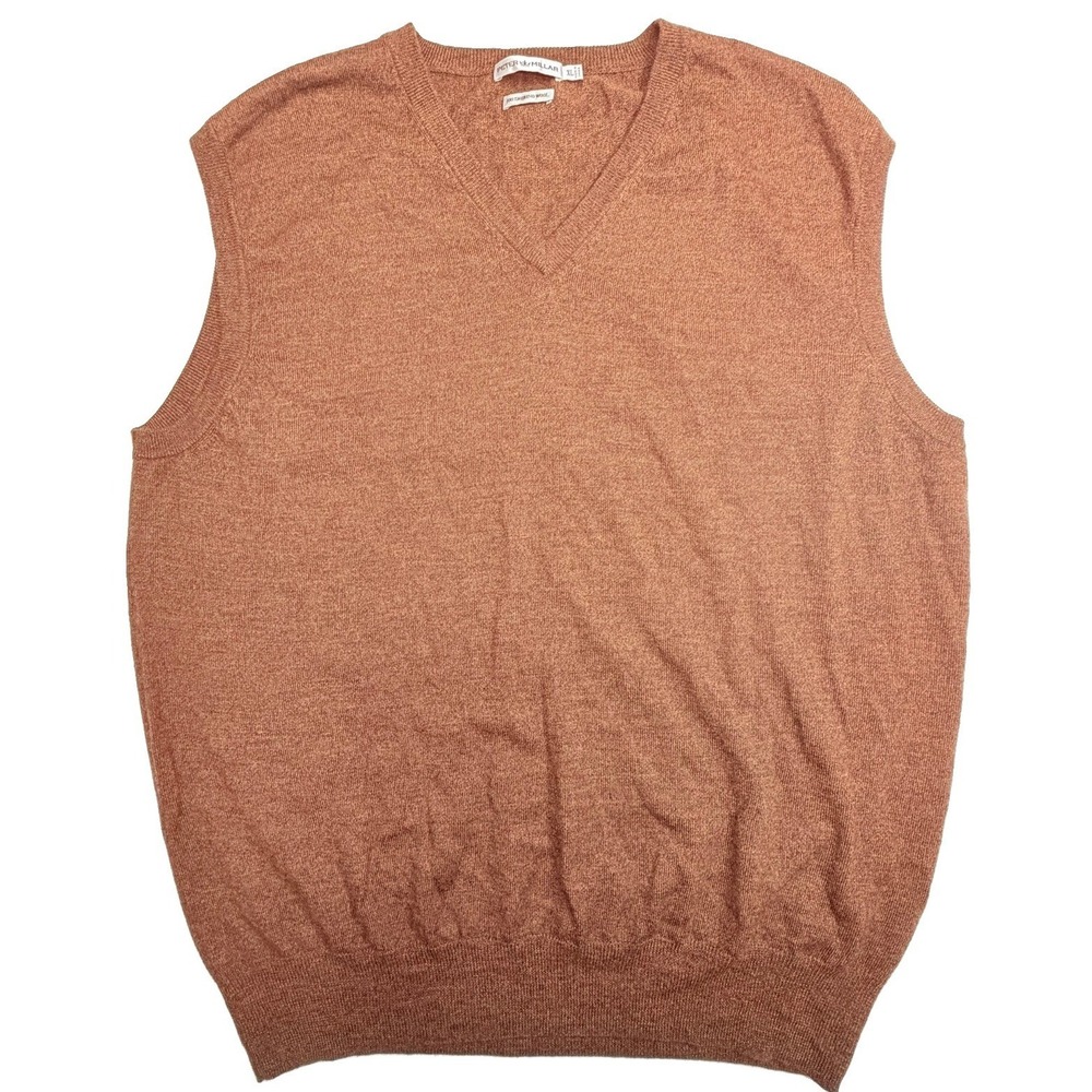 Peter Millar Merino Wool Sweater Vest Brown XL‎ V-Neck 100% Merino